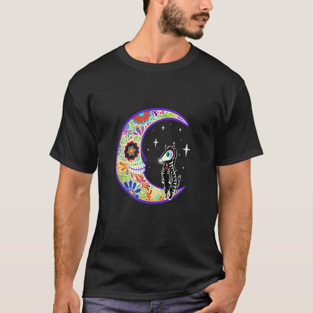 Zebra Dia De Los Muertos Skeleton Sugar Skull T-Shirt (Vorderseite)