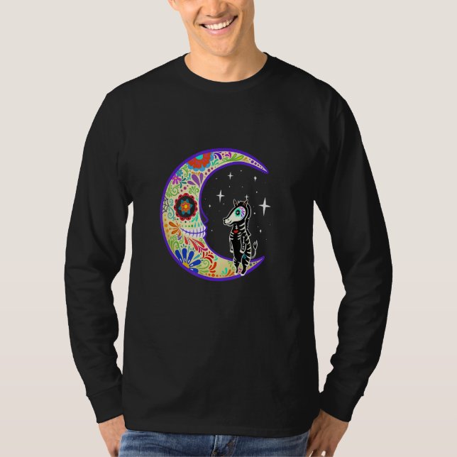 Zebra Dia De Los Muertos Skeleton Sugar Skull T-Shirt (Vorderseite)