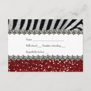 Zebra-diamante de imitación-rotes Glitzer UAWG RSVP Karte