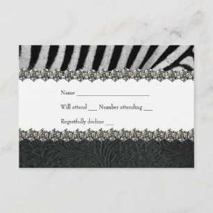 Zebra-diamante de imitación-Schwarz-Leder UAWG RSVP Karte