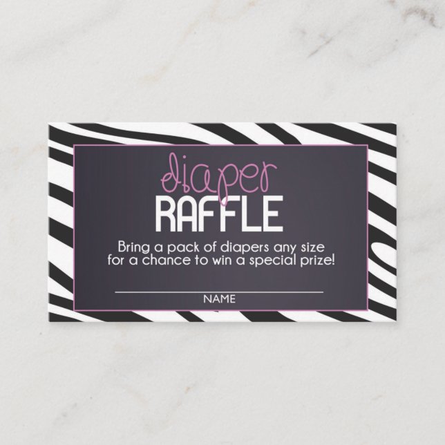 Zebra Diaper Raffle Ticket Begleitkarte (Vorderseite)
