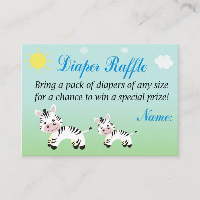 Zebra Diaper Raffle Tickets (Vorderseite)
