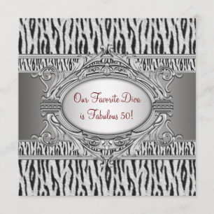 Zebra-Diva Fabelhafte 50 Frau 50. Geburtstagsfeier Einladung
