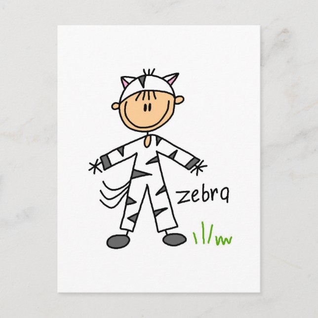Zebra Dress up T - Shirt und Geschenke Postkarte (Vorderseite)