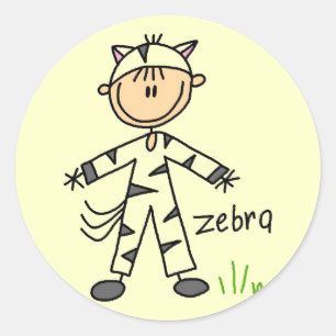 Zebra Dress up T - Shirt und Geschenke Runder Aufkleber