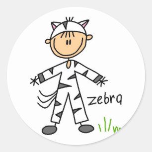 Zebra Dress up T - Shirt und Geschenke Runder Aufkleber