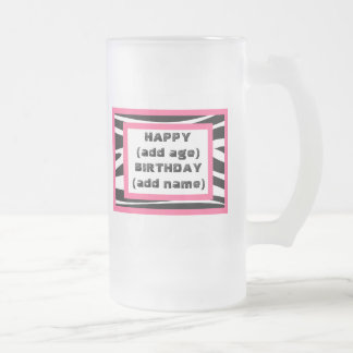 Zebra-Druck-alles- Gute zum Geburtstagbier-Tasse Mattglas Bierglas
