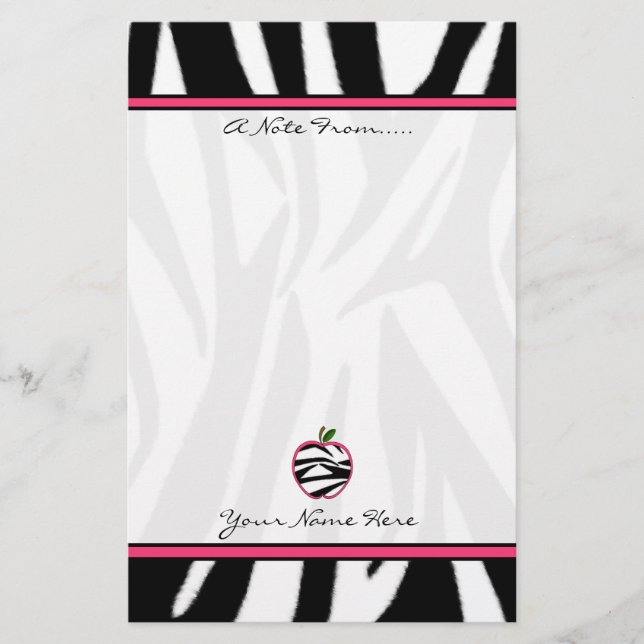 Zebra-Druck Apple arbeiten Lehrer-Briefpapier um Briefpapier (Vorderseite)