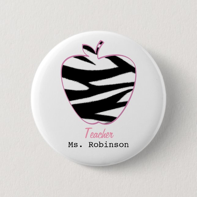 Zebra-Druck-Apple-Lehrer Button (Vorderseite)
