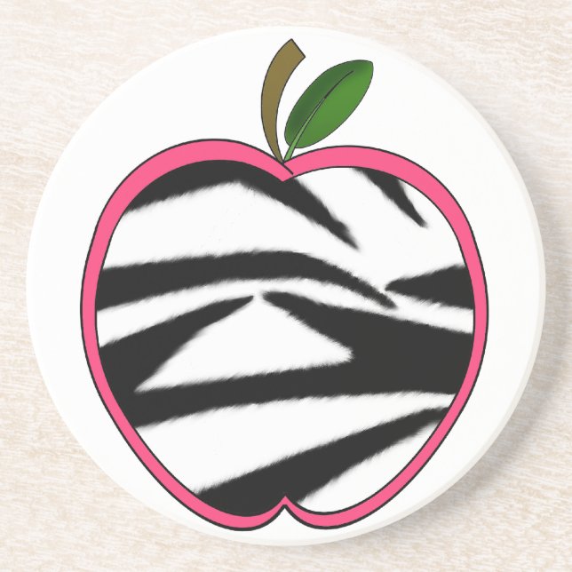 Zebra-Druck-Apple-Lehrer-Untersetzer Sandstein Untersetzer (Vorne)
