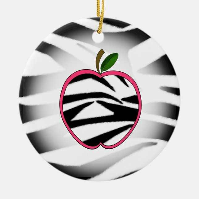 Zebra-Druck-Apple-Lehrer-Verzierung Keramikornament (Vorne)