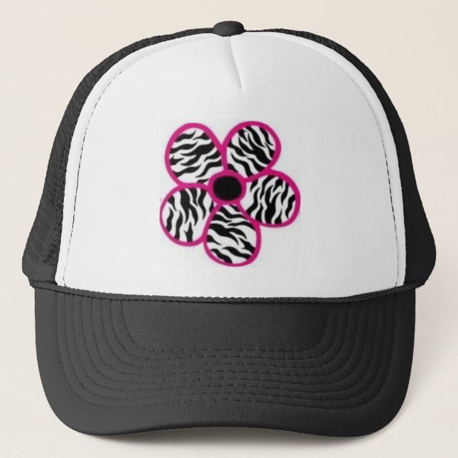 Zebra-Druck-Blume Truckerkappe (Vorderseite)
