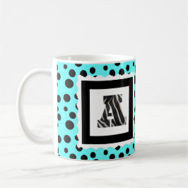 Zebra-Druck-Buchstabe "A" auf Aqua/schwarzen Tasse