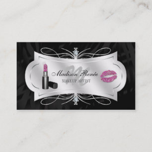 Zebra-Druck-Ebenholz-GlitzerCosmetology Visitenkarte