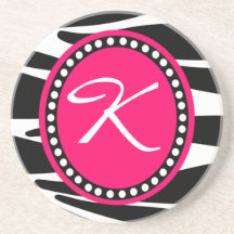 Zebra-Druck-heißes Rosa-Kreis-mit Monogramm