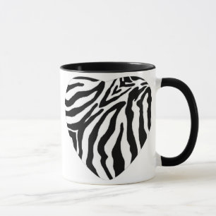 Zebra-Druck-Herz-Kaffeetasse Tasse