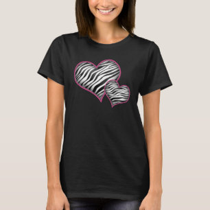 Zebra-Druck-Herz-T - Shirt