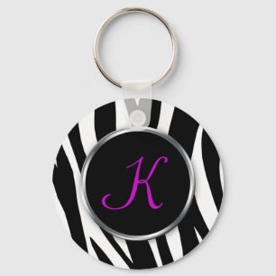Zebra-Druck: Lila Monogramm: Schlüsselanhänger