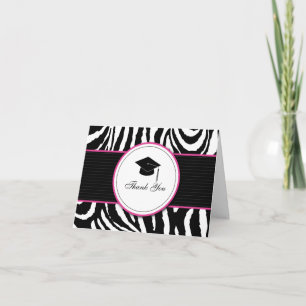 Zebra-Druck mit Kappe: Rosa Dankeskarte