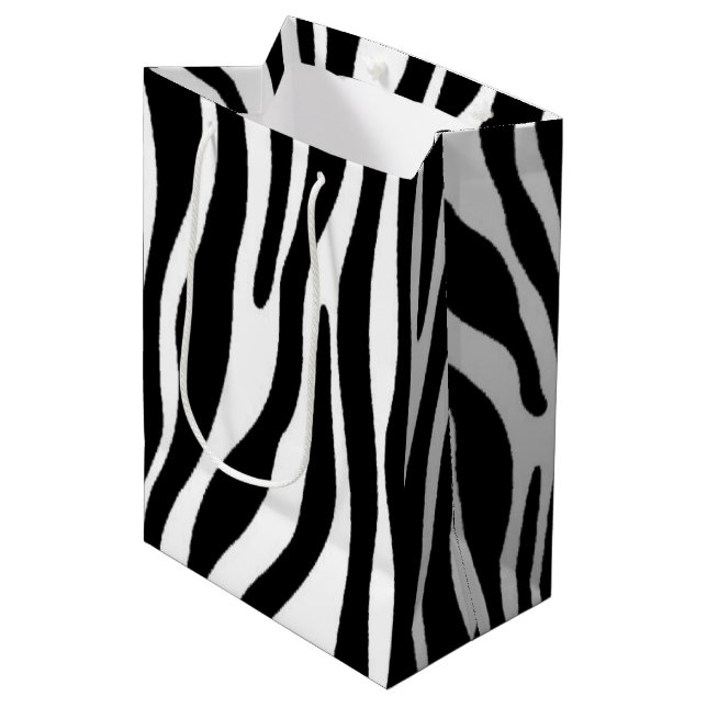 Zebra-Druck Mittlere Geschenktüte (Vorderseite Schrägansicht)