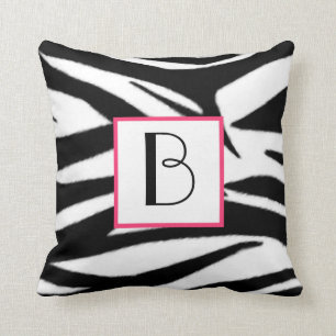 Zebra-Druck-Monogramm-Kissen Kissen