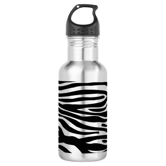 Zebra-Druck-Muster - Schwarzweiss Edelstahlflasche (Vorderseite)