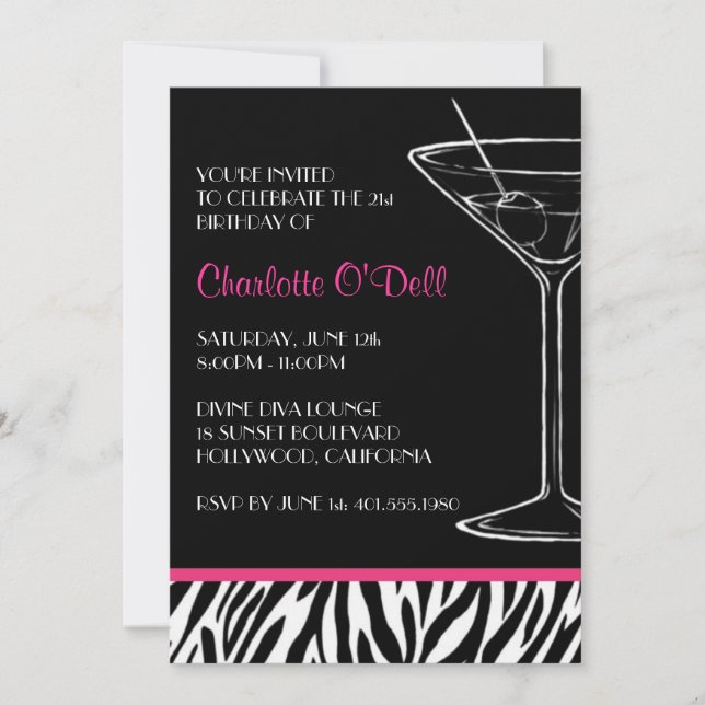 Zebra-Druck-Party Einladungen (Vorderseite)