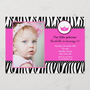 Zebra-Druck-Prinzessin Foto BIrthday Invitations Einladung