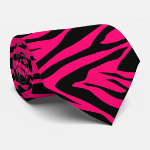 Zebra-Druck-Rosa-Himbeere und Schwarzes Krawatte
