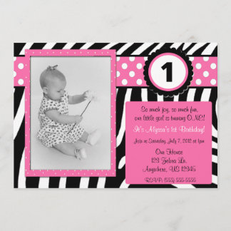 Zebra-Druck-Rosa-Mädchen-Geburtstags-Einladung Einladung