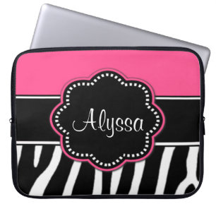 Zebra-Druck-Rosa-Monogrammlaptop Kasten Laptopschutzhülle