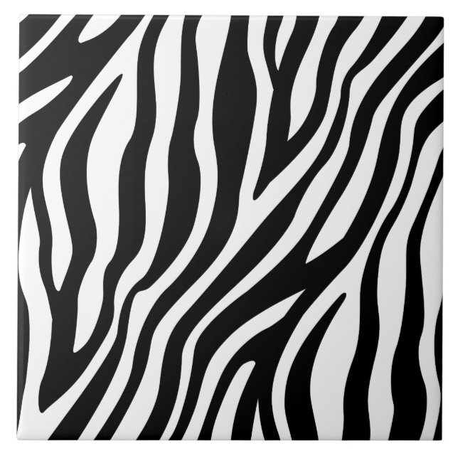 Zebra-Druck-Schwarzweiss-Streifen-Muster Fliese (Vorderseite)