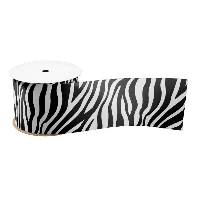 Zebra-Druck-Schwarzweiss-Streifen-Muster Satinband (Spule)