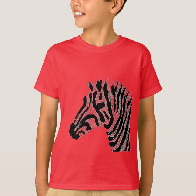 Zebra-Druck-Schwarzweiss-Streifen T-Shirt (Vorderseite)