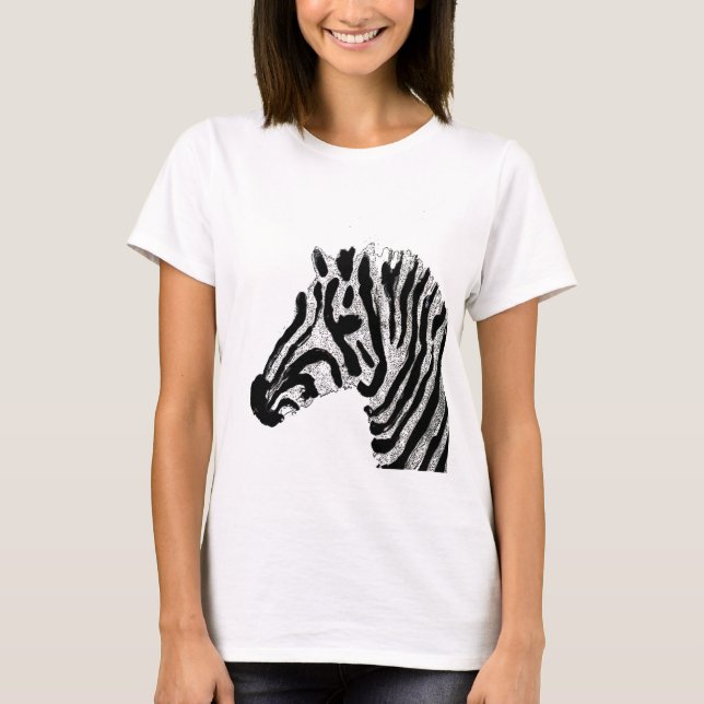 Zebra-Druck-Schwarzweiss-Streifen T-Shirt (Vorderseite)