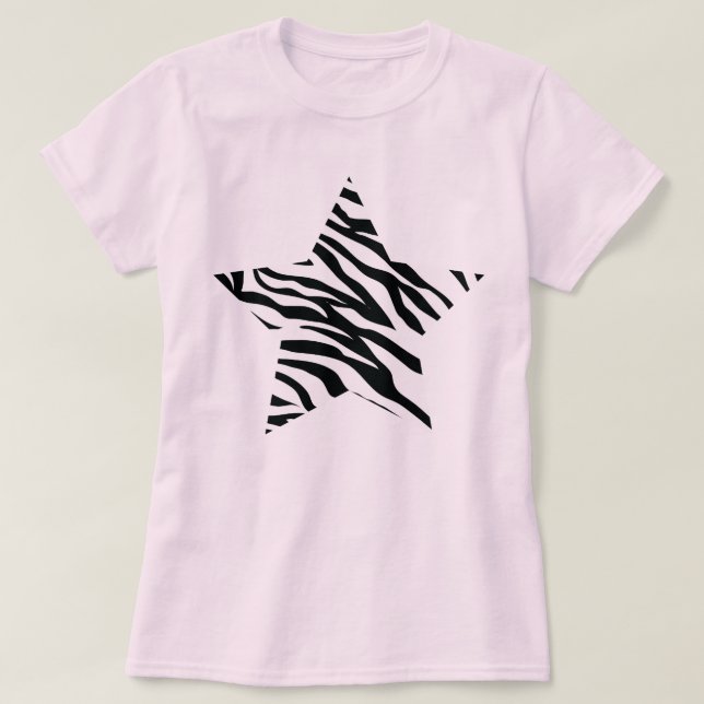 Zebra-Druck-Stern T-Shirt (Design vorne)
