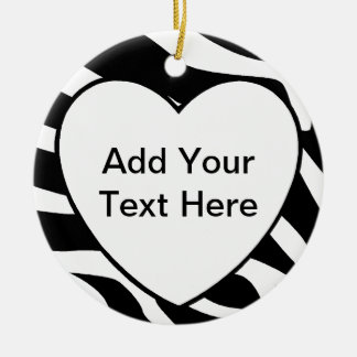 Zebra-Druck Stripes weißes Herz Keramik Ornament