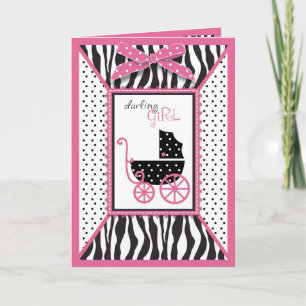 Zebra-Druck-u. Kinderwagen-Babyparty Einladung