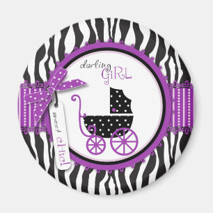 Zebra-Druck-u. Kinderwagen-Babyparty Magnet
