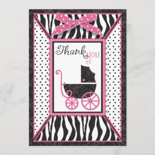 Zebra-Druck u. Kinderwagen danken Ihnen Dankeskarte