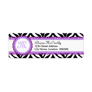 Zebra-Druck u. lila Spitze-Monogramm