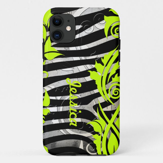 Zebra-Druck-u. Neon-Schnörkel Iphone 5 Fall Case-Mate iPhone Hülle (Rückseite)