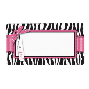Zebra-Druck u. Pink-Akzent-Namensschild
