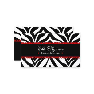Zebra-Druck u. rote Spitze elegant Visitenkarte