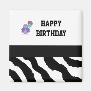 Zebra-Druck-Vogel und Geburtstagsballons Magnet