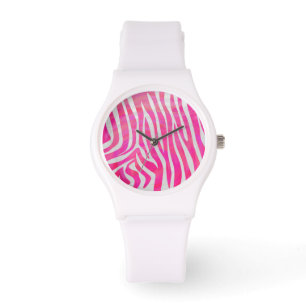 Zebra-Druckfarbe, Weiß Armbanduhr