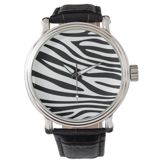 Zebra-DruckPelz Armbanduhr (Vorderseite)