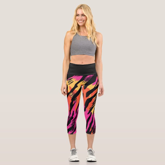 Zebra druckt helle Farben Leggings für sie (Vorderseite)