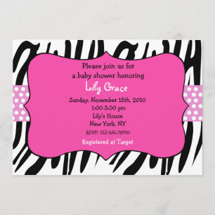 Zebra druckt Hot Pink Baby Dusche Einladungen