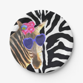 Zebra Dschungelmode moderne Mädchen Pappteller